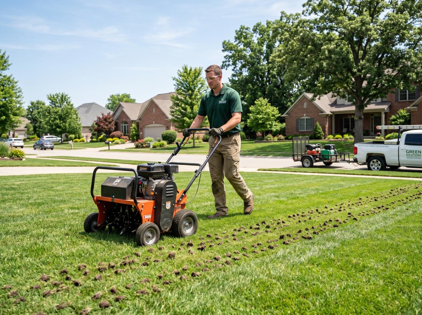 Professional lawn aeration service by Lawn Popper's LLC