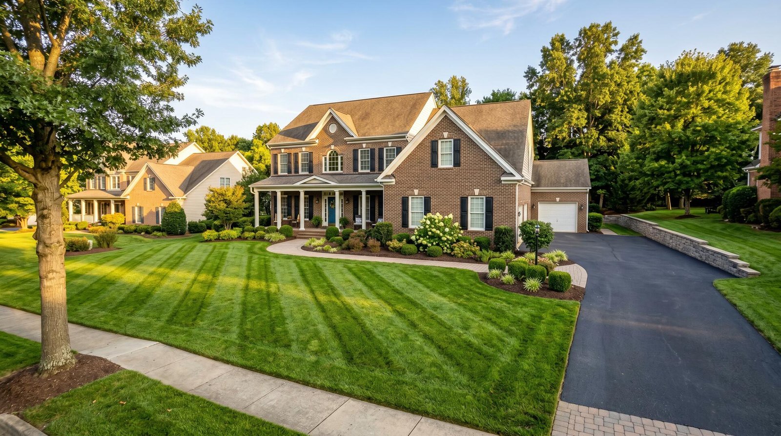 Beautifully manicured lawn by Lawn Popper's LLC in Virginia
